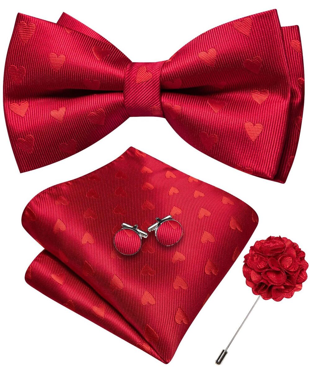 3194 Valentine's Day Bow Tie Set Love Heart Pre-tied Bowties Adjustable